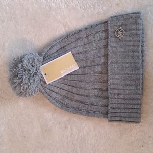 NWT Michael Kors Grey Beanie with Pom